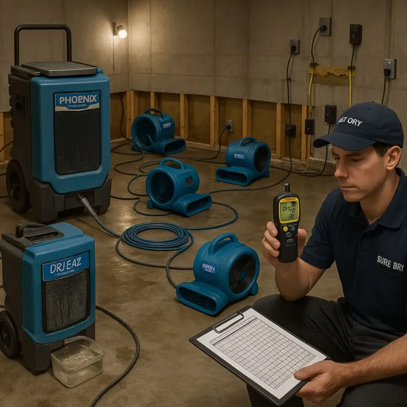Structural Drying and Dehumidification process in Lakeside, TX